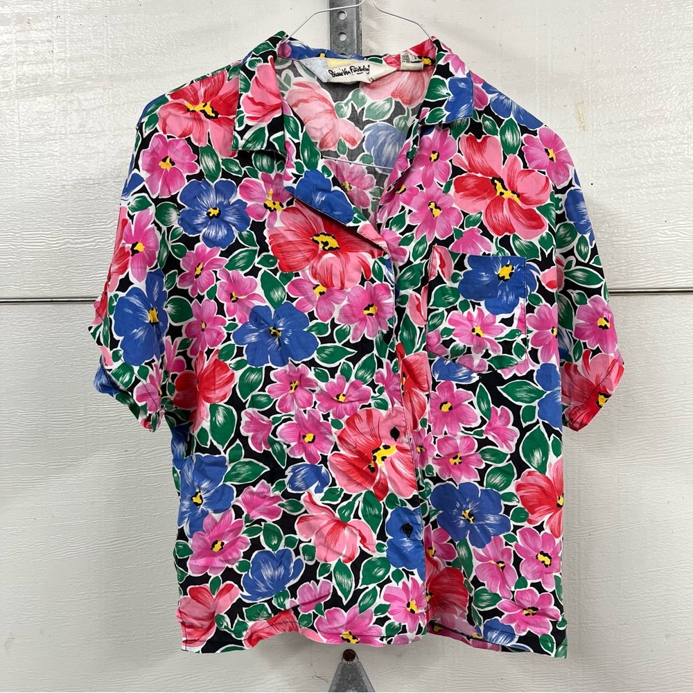 Diane von Furstenberg Hawaiian Floral Print button Blouse